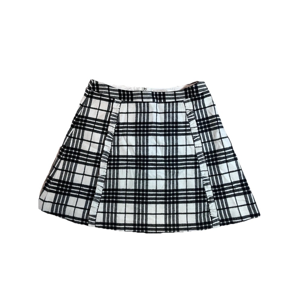Ann Taylor LOFT Black White Plaid Mini Skirt Women's Size 10 Lined Preppy